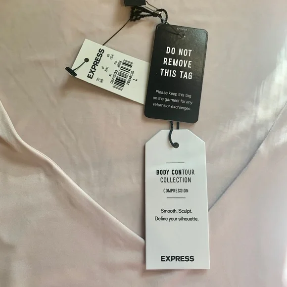 New S L Express Pale Pink Bodysuit v neck Thong Double Layer Contour Top Blouse - Picture 7 of 7